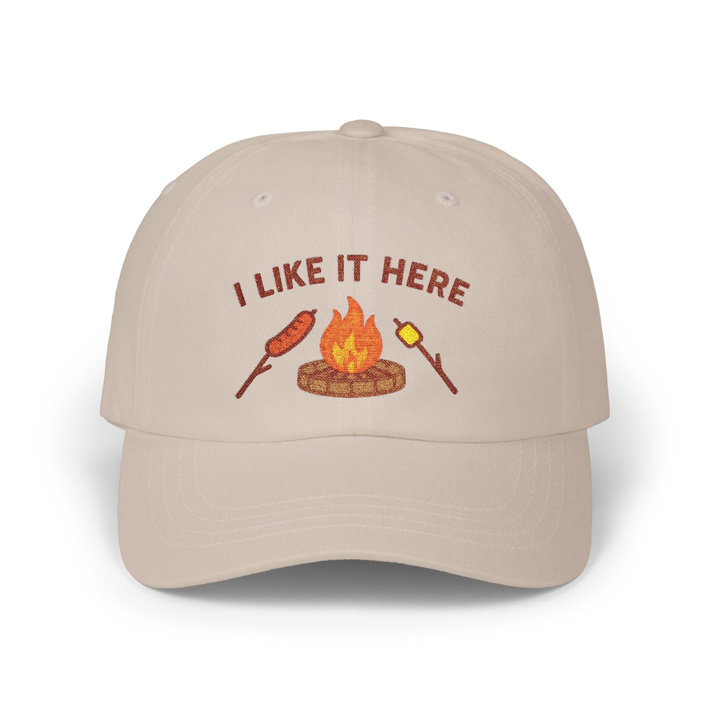 Classic Dad Cap with Campfire Design, Outdoor Cap, Father's Day Gift, Casual Hat, Camping Accessory, Unisex Adjustable Cap