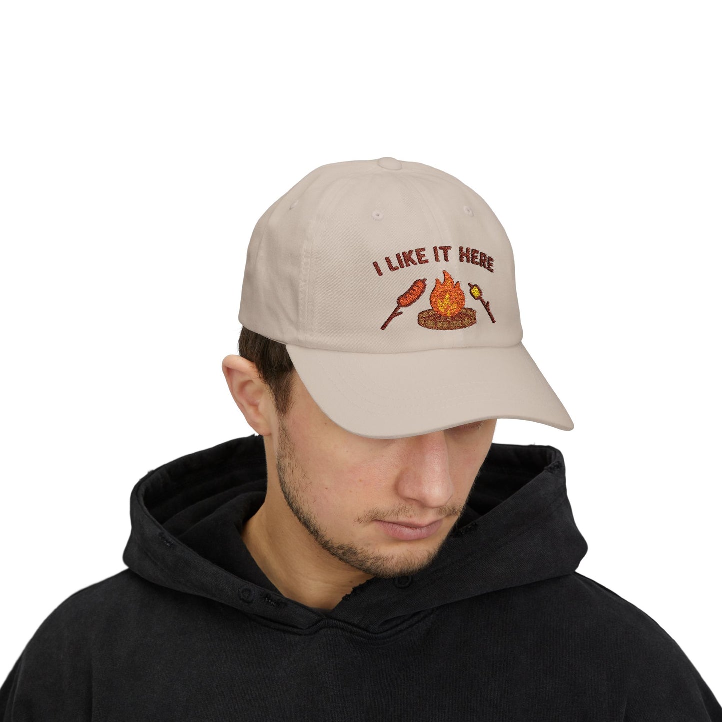 Classic Dad Cap with Campfire Design, Outdoor Cap, Father's Day Gift, Casual Hat, Camping Accessory, Unisex Adjustable Cap